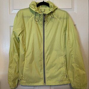 Eddie Bauer Women's Yellow Green Light Weight PACKABLE Rain Jacket - Sz M